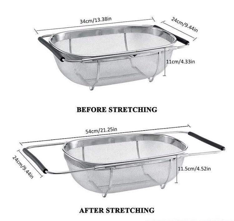 Stainless Steel Drain Basket, Micro Perforated Colander Strainer Basket, Over the Sink Fine Mesh Basket Stainless Steel Drain Basket, Micro Perforated Colander Strainer Basket, Over the Sink Fine Mesh Basket